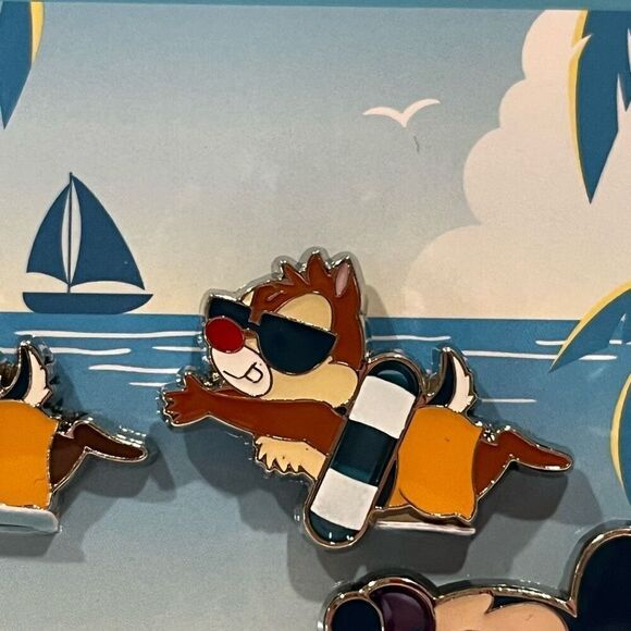 Tokyo Disney Resort Exclusive Mickey, Chip and Dale SuiSui Summer 3 Pin Set NWT - Picture 4 of 5
